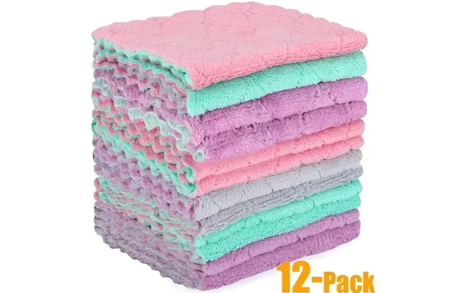 12pcs Microfiber Dish Cloths Multi Purpose Dishwashing Towels For Tableware Double Sided Cleaning Rags Scouring Pads Cle