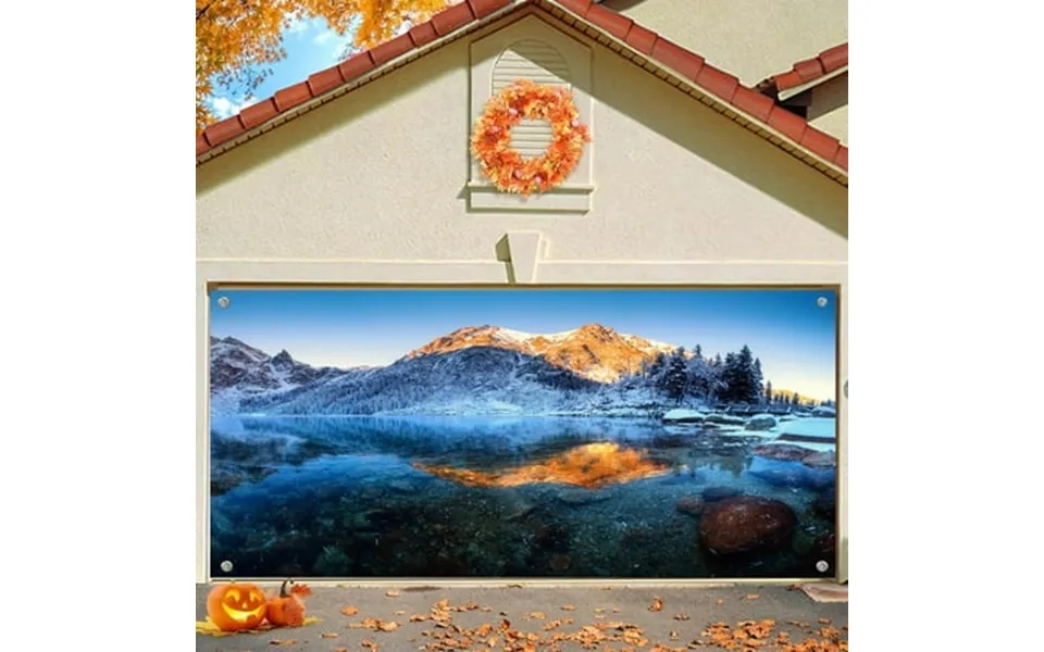 13 X 6ftwinter Snow Mountain Dreamy Forest Scenery Garage Door Background Blue Sky Snow Covered Alpine Snow High Hill Pe