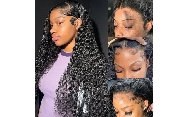 13x4 Deep Wave Lace Front Wigs Human Hair 180% Density Deep Wave Frontal Wigs Human Hair Hd Lace 26 Inch Curly Wigs For  product image
