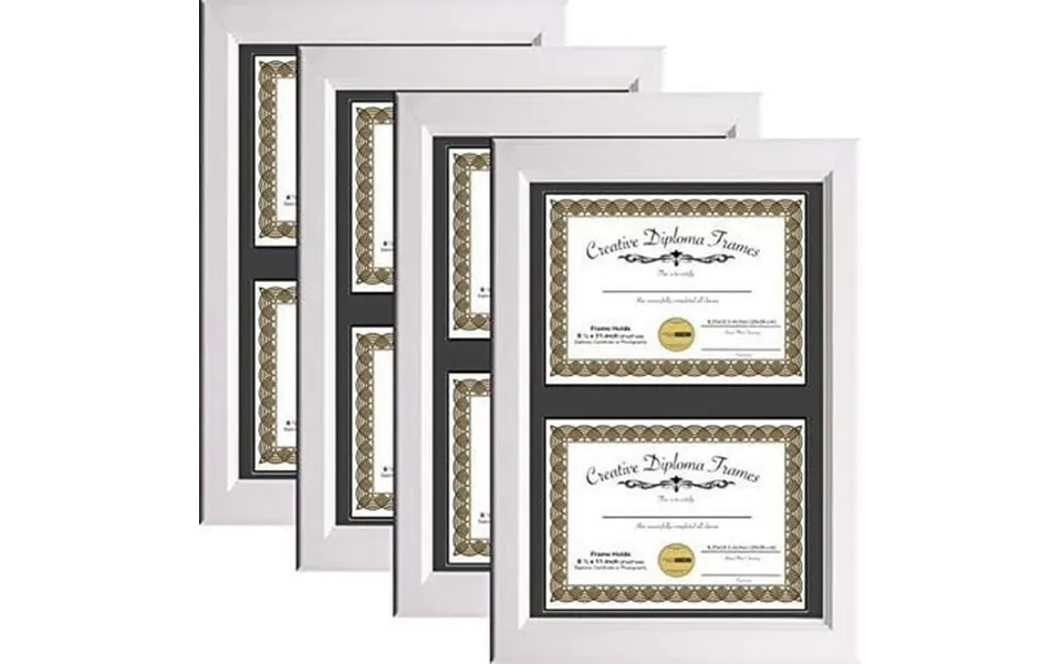14 X20 White Double Diploma Frame With Black Matting Holds Two 8