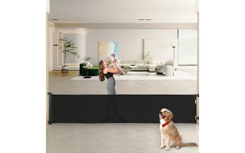 140 Inch Retractable Baby Gates Extra Wide Baby Gates For Large Openings Mesh Dog Gate Retractable Safety Gates For Kids