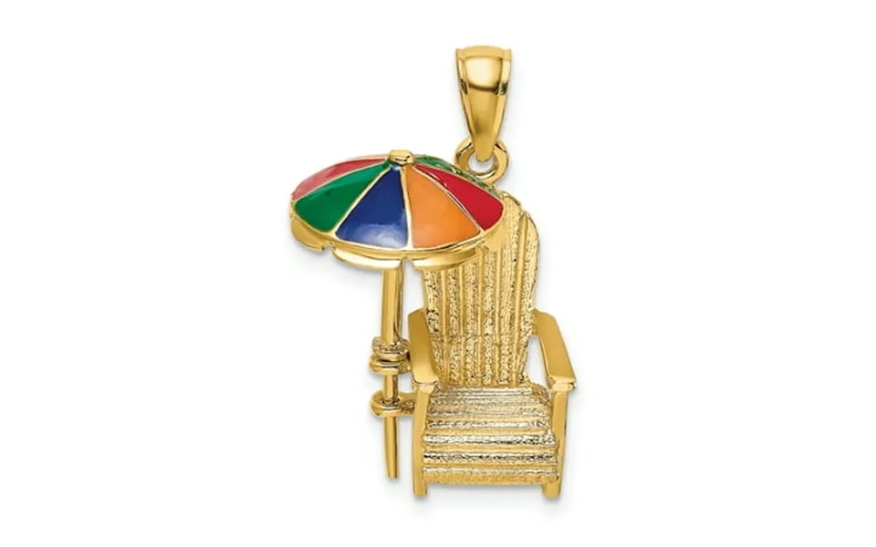 14k 3-d W Enamel Umbrella Beach Chair Charm K6828