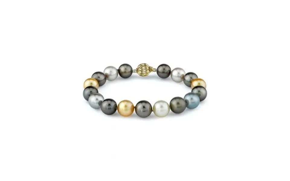 14k Gold 11-12mm Tahitian & Golden South Sea Cultured Pearl Bracelet