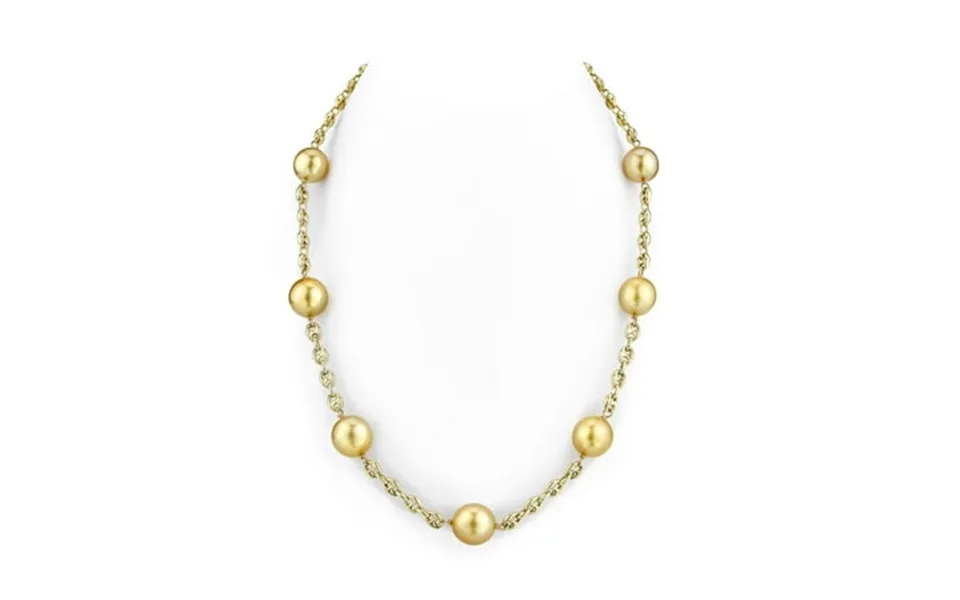 14k Gold Tincup Necklace With 10-11mm Dark Golden Cultured Pearls