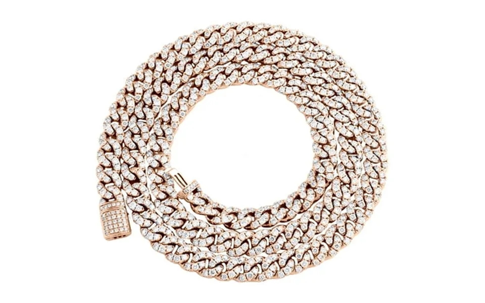 14k Rose Gold Round Diamond 6mm Miami Cuban Chain 20 Pave Necklace 12