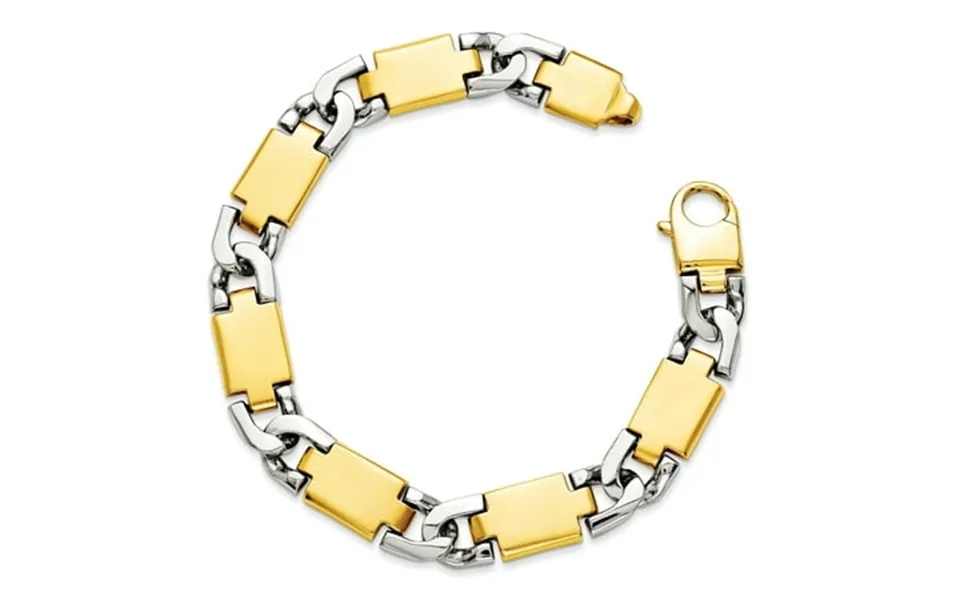 14k Two Tone Yellow Gold 9 Inch 10.9mm Hand Link Lobster Clasp Bracelet H Men Fine Jewelry For Dad Mens Gifts For Him