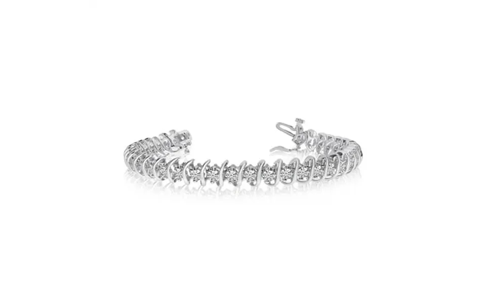 14k White Gold Rollover Diamond Tennis Bracelet