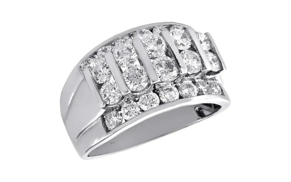 14k White Gold Round Diamond Cluster Wedding Band 13mm Channel Set Bar Ring 3 Ct