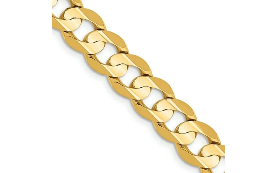 14k Yellow Gold 24 Inch 7.5mm Concave Link Curb Lobster Clasp Chain Necklace Pendant Charm Fine Jewelry For Women Gifts