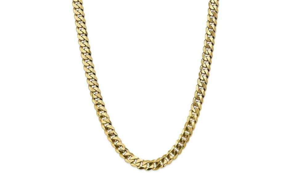 14k Yellow Gold 24 Inch 9.5mm Flat Beveled Link Curb Lobster Clasp Chain Necklace Pendant Charm Fine Jewelry For Women G