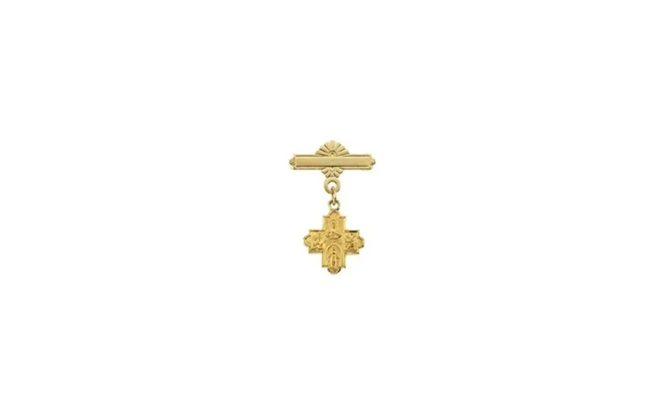 14k Yellow Gold 4-way Cross Baptismal Pin 12x12mm - 1.5 Grams