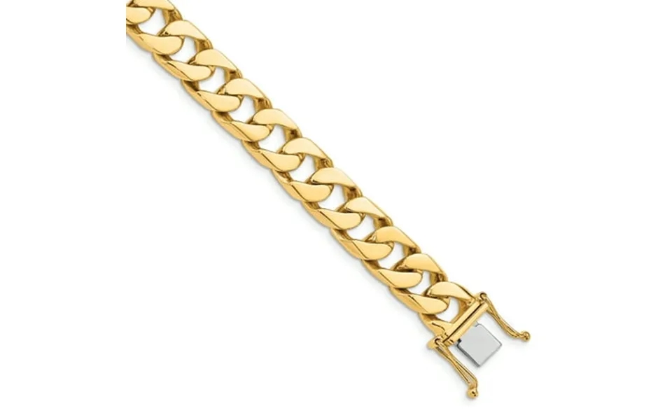 14k Yellow Gold 8 Inch 10.6mm Hand Flat Beveled Curb Link Box Catch Clasp Bracelet Chain H Fine Jewelry For Women Gifts
