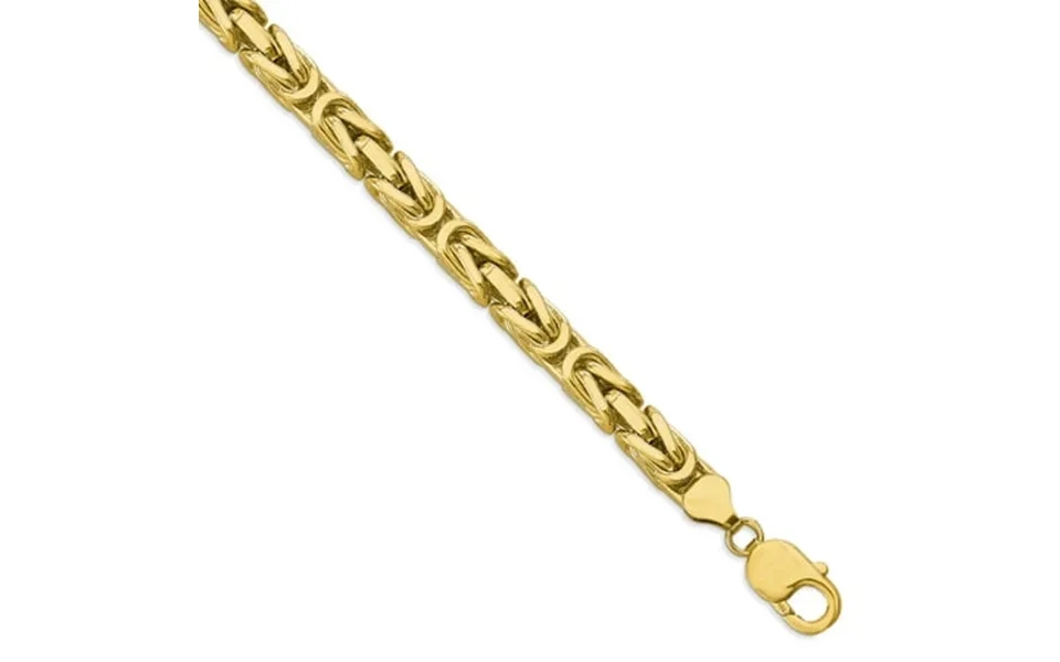 14k Yellow Gold 8 Inch 6.5mm Link Byzantine Lobster Clasp Bracelet Chain Fine Jewelry For Women Gifts For