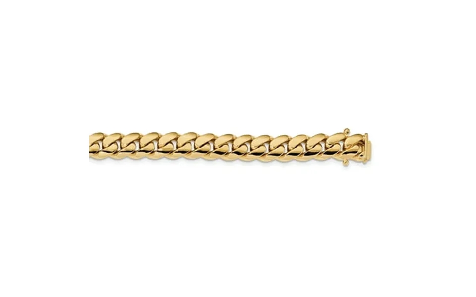 14k Yellow Gold 8.25 Inch 10.7mm Hand Miami Cuban Link Box Catch Clasp Bracelet Chain Curb Fancy Fine Jewelry For Women