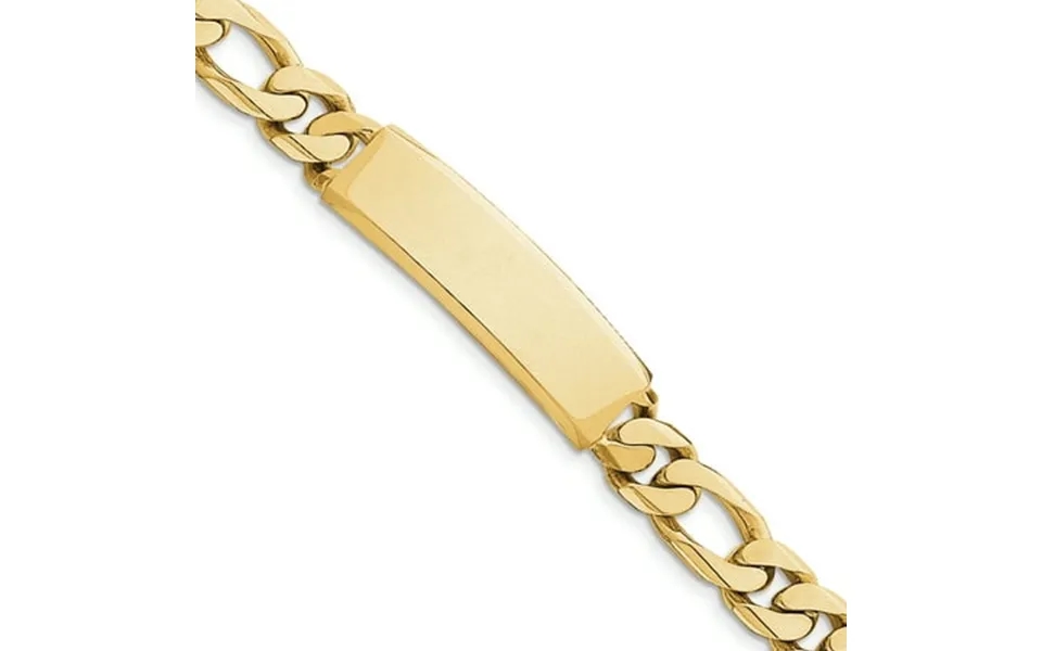 14k Yellow Gold Hand Figaro Link Id Bracelet 8.5 Inch Fine Jewelry For Women Gifts For