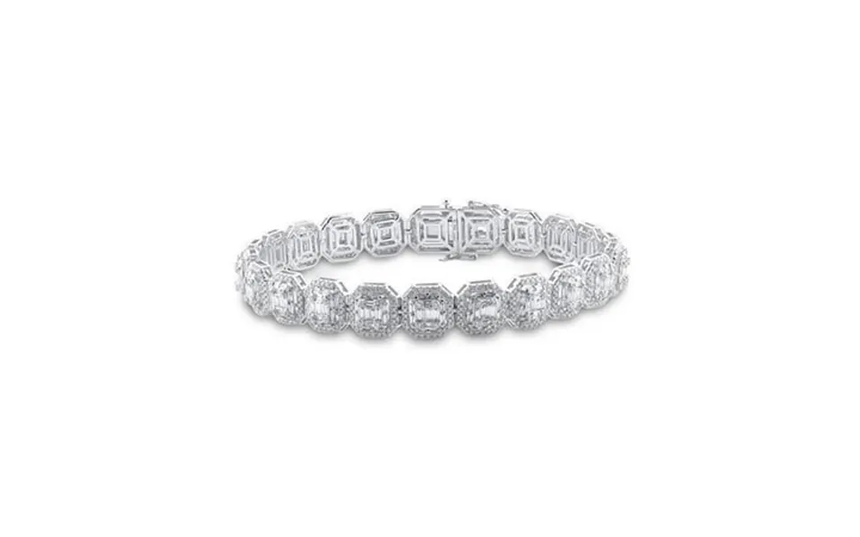 14kt White Gold Baguette Diamond Link Bracelet For Men - 8 Cttw