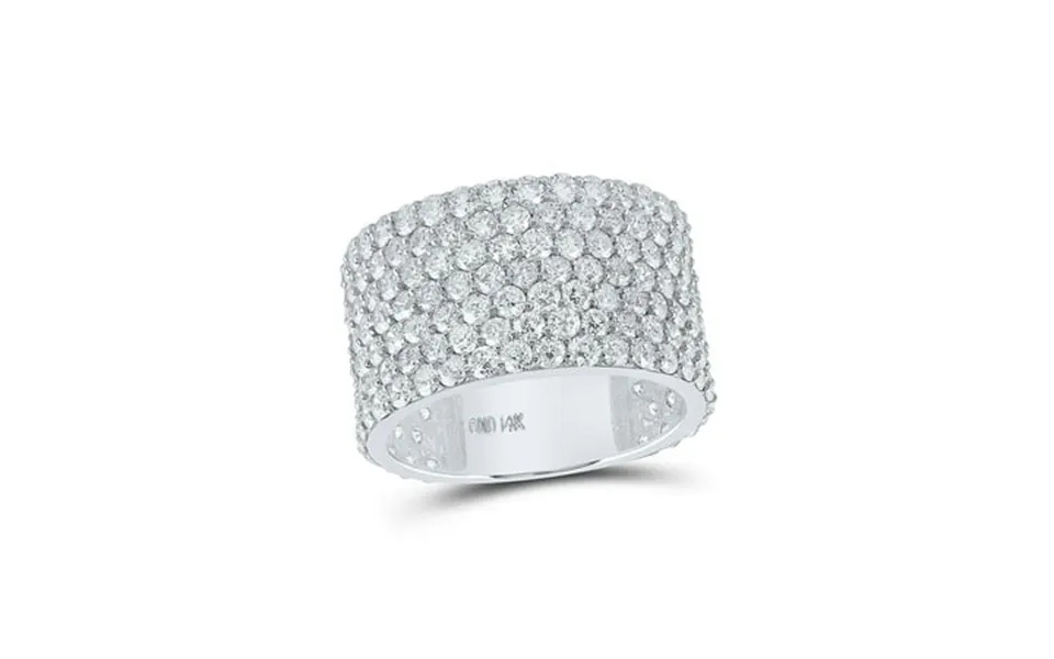 14kt White Gold Mens Round Diamond 7-row Statement Band Ring 7-1 2 Cttw