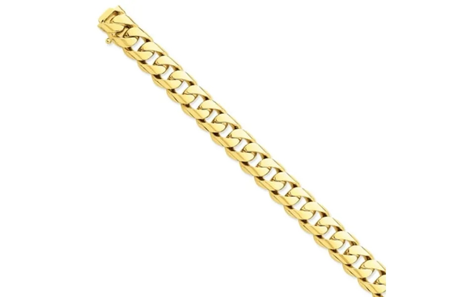 14kt Yellow Gold 13.4mm Hand Rounded Curb Link Bracelet 8 Inch Chain H Fine Jewelry Ideal Gifts For Women Gift Set From