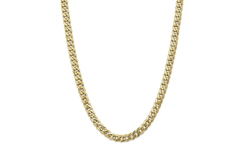 14kt Yellow Gold 7.75mm Beveled Link Curb Chain Necklace 24 Inch Pendant Charm Flat Fine Jewelry Ideal Gifts For Women G