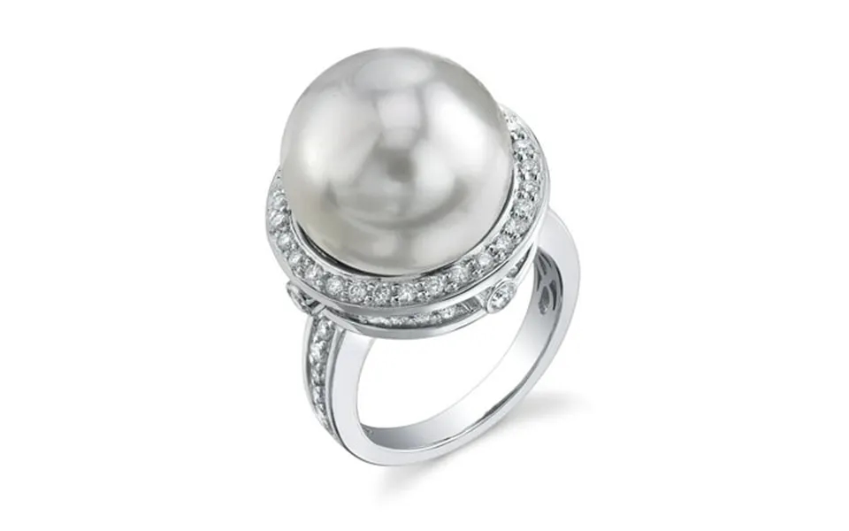 14mm White South Sea Cultured Pearl & Diamond Bella Ring In 18k Gold
