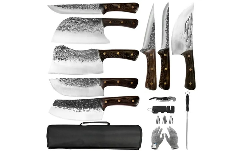 14pcs Butcher Knife Set Hand Forged Chef Knife Boning Knife With Sheath High Carbon Steel Carving Knife Fish Knife Chef