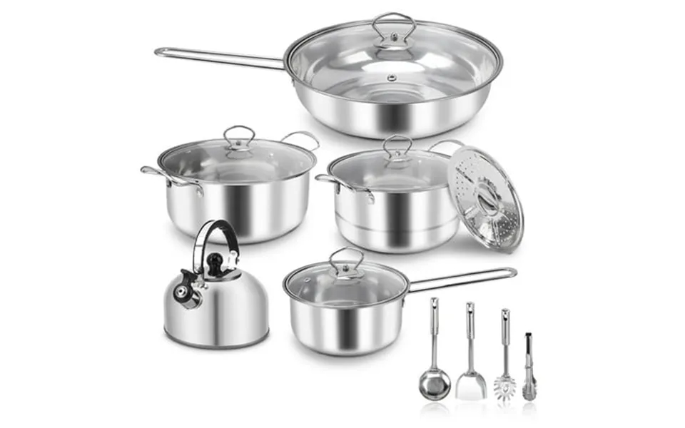 15 Piece Stainless Steel Cookware Set Pots And Pans Set With Lids Non Toxic Kitchen Induction Cookware With Utensil Sets