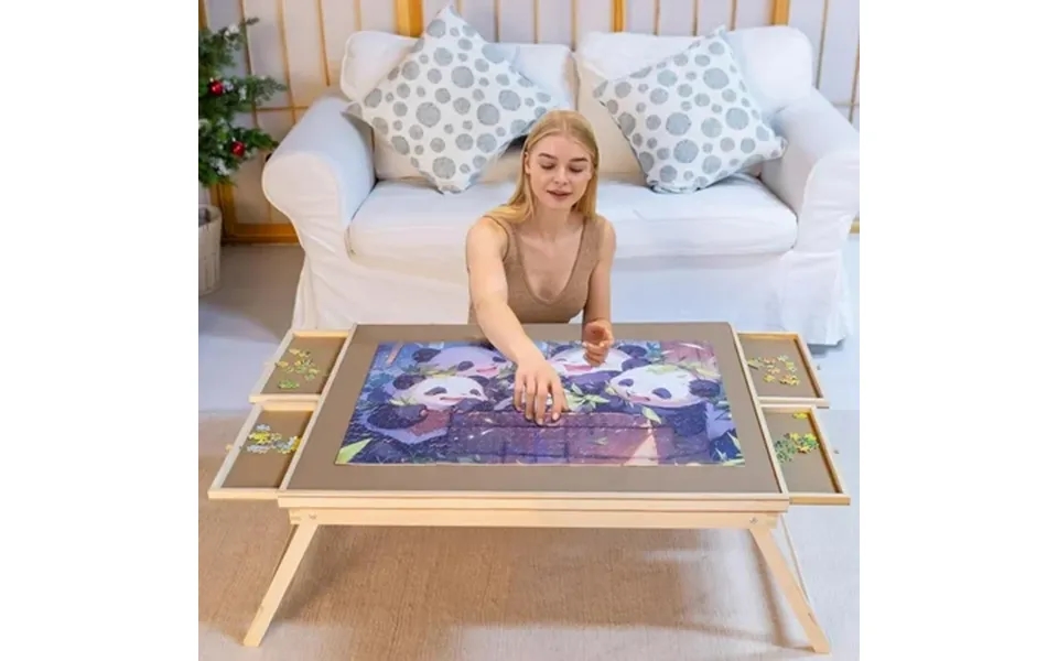 1500 Piece Puzzle Table With Folding Legs And 4 Sliding Drawers 34