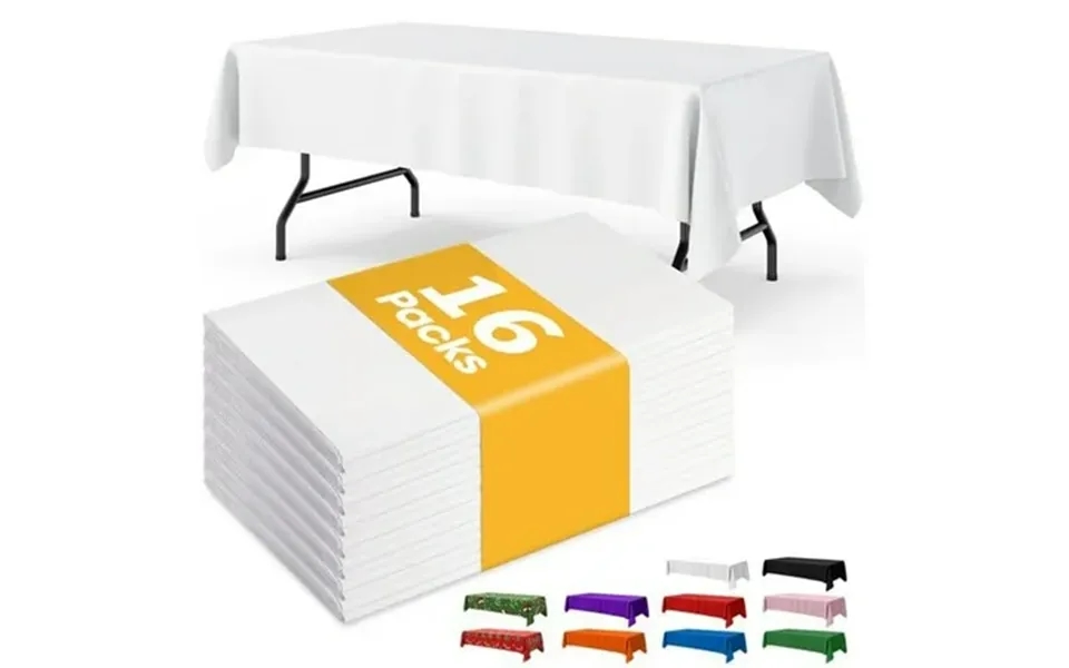 16 Pack 54 X 108 Plastic Table Cloth Disposable Waterproof Table Cloths For Parties Decorative Tablecloths For Rectangle