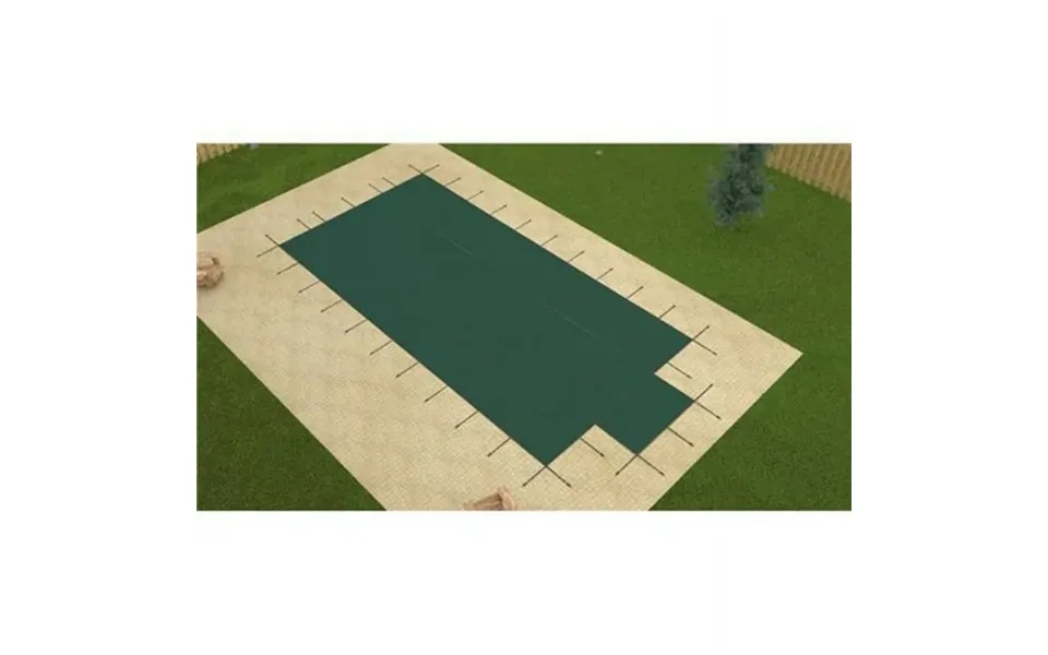 16 X 36 Ft. Rectangular Green Mesh Safety Cover With Center End Step