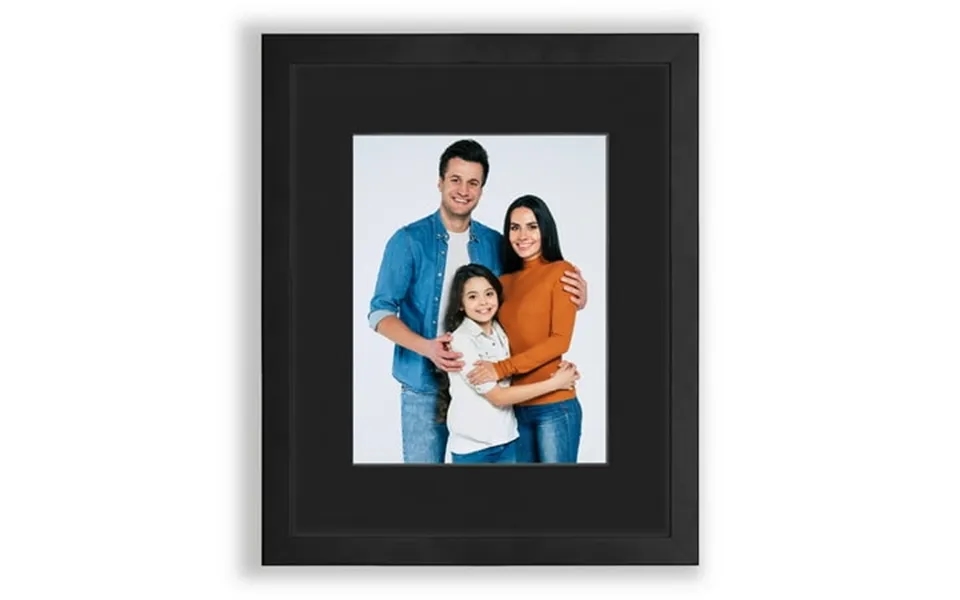 16x20 1.25 Black Wood Picture Frame Displays 11x14 Photo With Black Mat