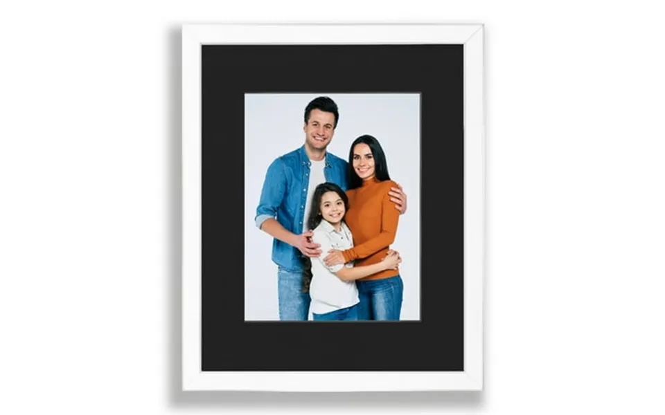 16x20 1.25 White Wood Picture Frame Displays 11x14 Photo With Black Mat