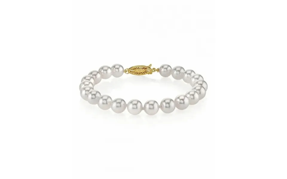 18k Gold 8.5-9.0mm Hanadama Japanese Akoya Saltwater White Cultured Pearl Bracelet