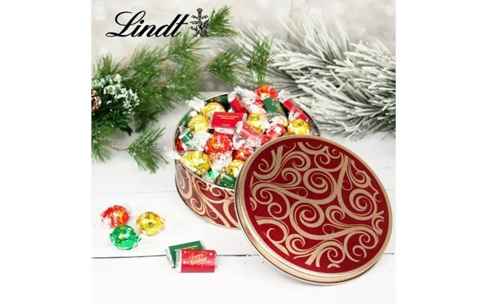 1.8lb Christmas Chocolate Gift Tin Hershey S Miniatures & Lindt Truffles - Golden Swirls