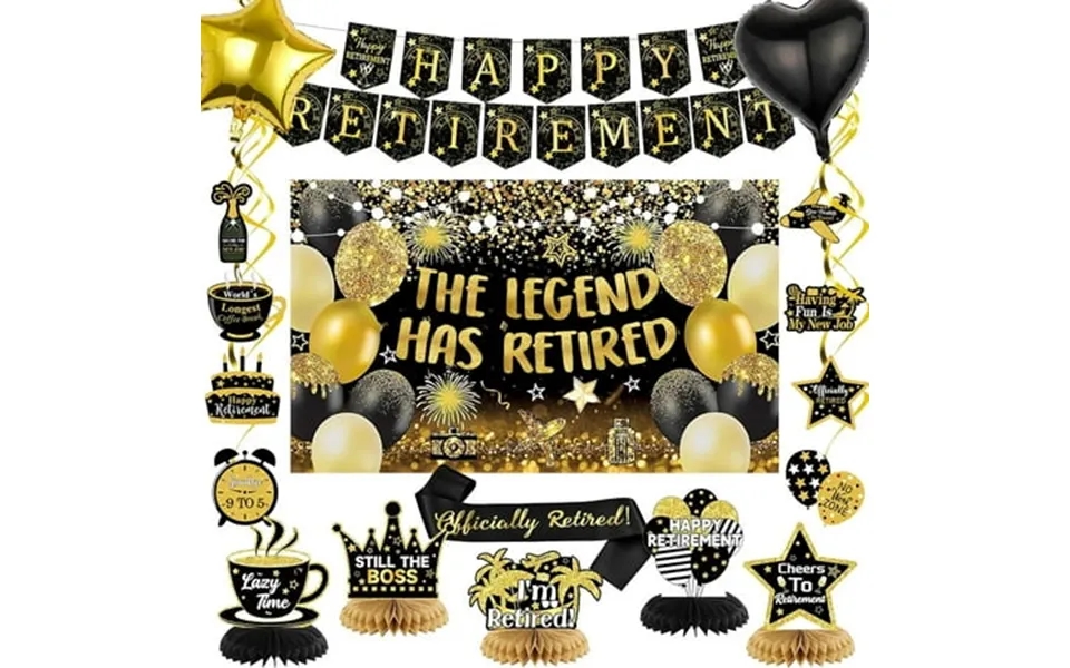 18pcs Happy Retirement Party Backdrop Decorations Retirement Banner For Party Large Backdrop Retirement For The Legend H