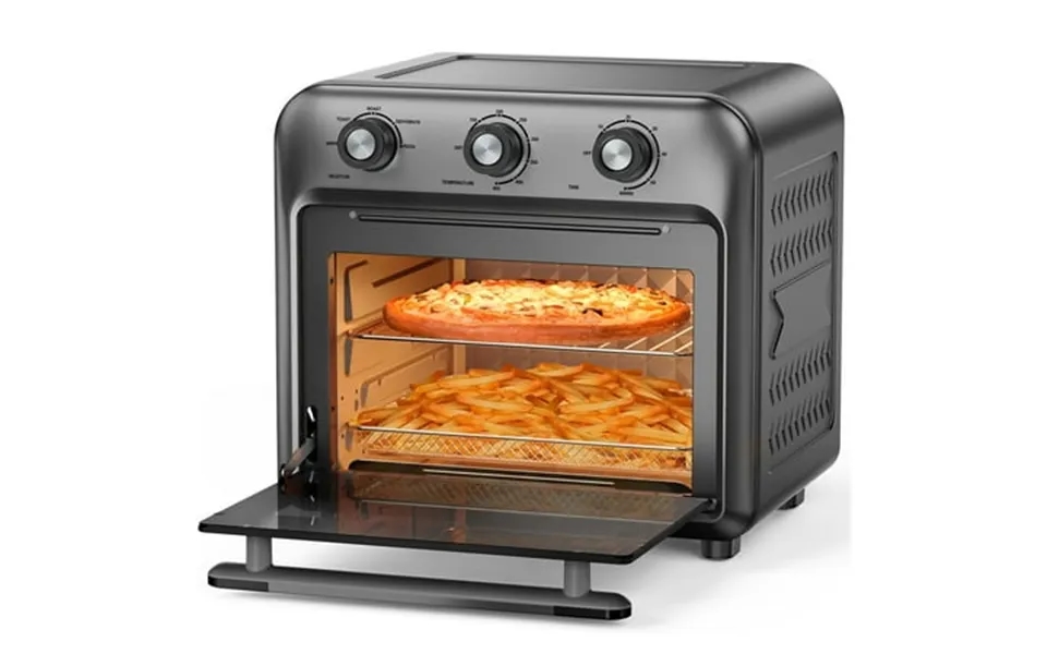 19qt Air Fryer Toaster Oven With Convection 5-in-1 Countertop Cooker Visible Window Oil Free 1500w Black