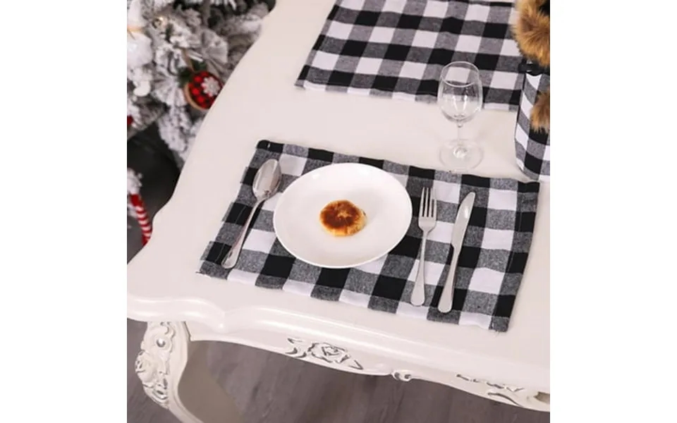 1pcs Christmas Placemats Buffalo Check Table Mat Plaid Reversible Placemats Easy To Clean For Christmas Holiday Table Ho