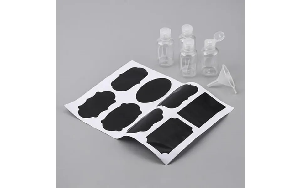 1set Pet Flip Top Cap Squeeze Bottles With Plastic Funnel Hopper And Chalkboard Sticker Labels Clear 8