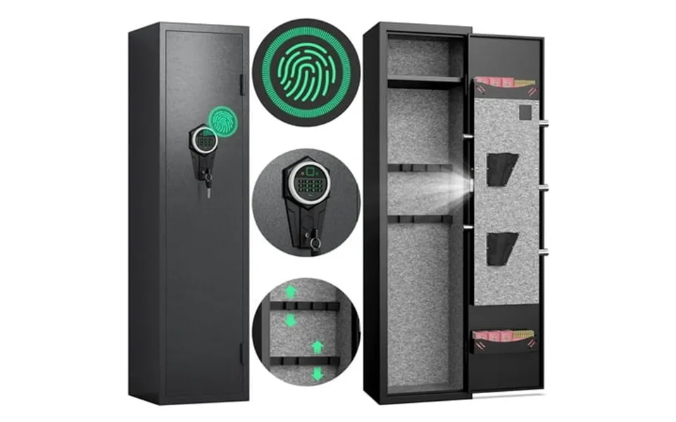2-3 Biometric Fingerprint Gun Safe For Guns And Pistols Quick Access Gun Safe With Silent Mode And Alarm System Gun Cabi