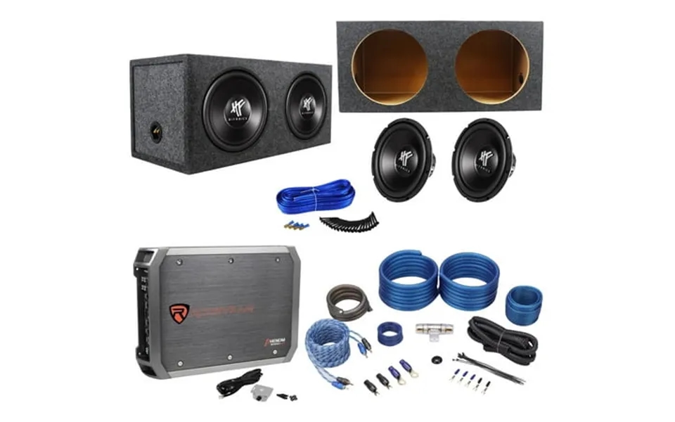 2 Hifonics Hfx12d4 12 1600w Car Subwoofers Sealed Sub Box Mono Amplifier Wires