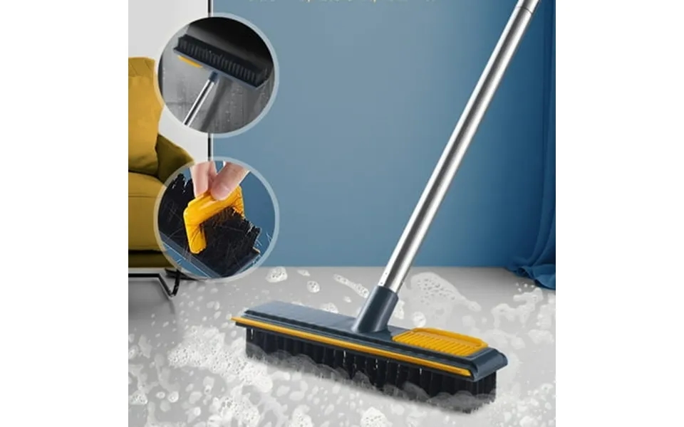 2 In 1 Floor Scrub Brush 45.3inch Adjustable Long Handle Scrubber Shower Tub Scrubber Car Van Bus Window Cleaner Floor K