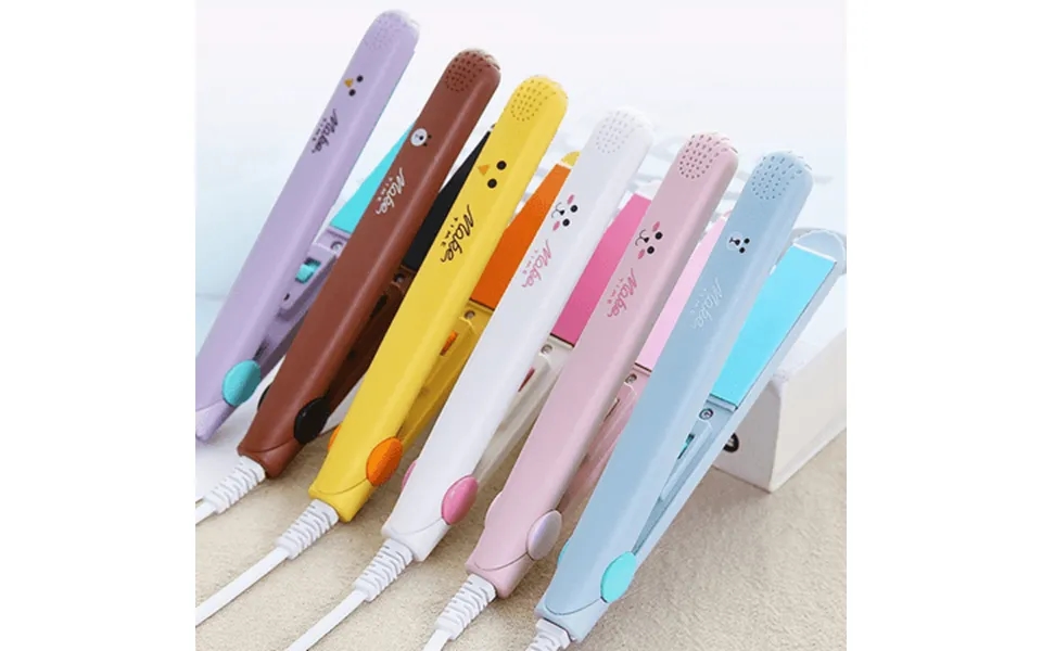 2 In 1 Mini Hair Straightener Hair Flat Iron Ceramic Tourmaline Plate Beauty Flat Iron Heating Curler Pink