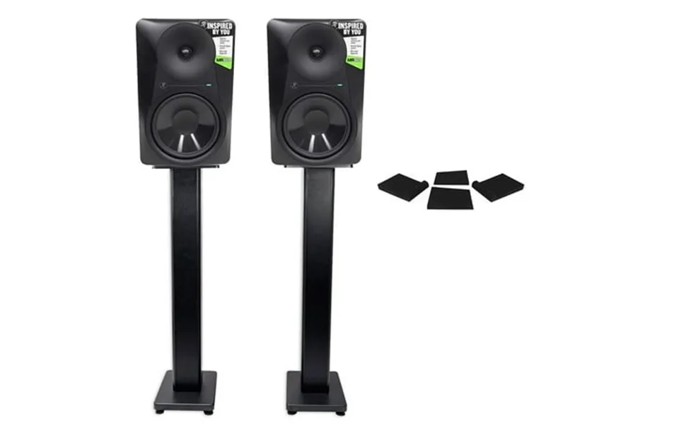 2 Mackie Mr824 8 85w Powered Studio Monitor Speakers Stands Isolation Pads