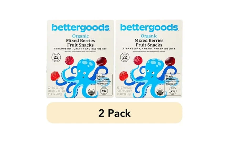 2 Pack Bettergoods Organic Mixed Berry Fruit Snacks 0.7 Oz 22 Count