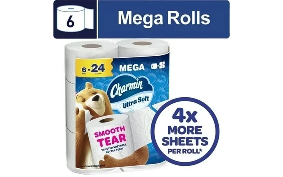 2 Pack Charmin Toilet Paper Ultra Soft 6 Mega Rolls 2-ply Bath Tissue