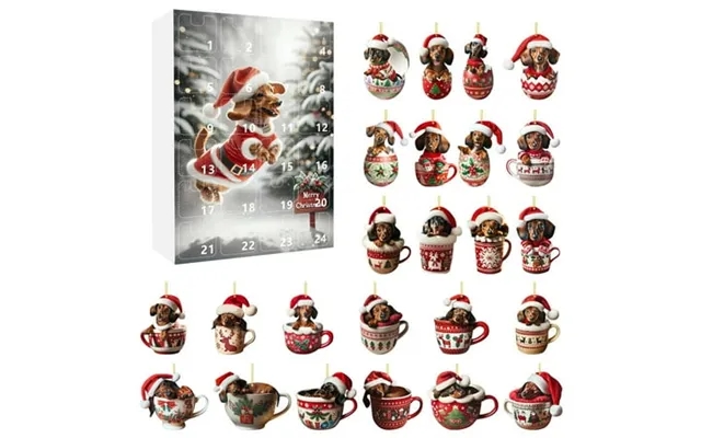 2 Pack Countdown Sets 2d Christmas Sausage Dog Home Ornaments Advent Calendar Holiday Decorations 24pcs For Christmas Tr product image