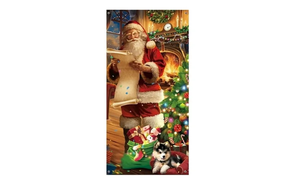 2 Pack Event & Party 90x200cm Christmas Santa Door Frame Background Decoration Curtain For Festive Gatherings