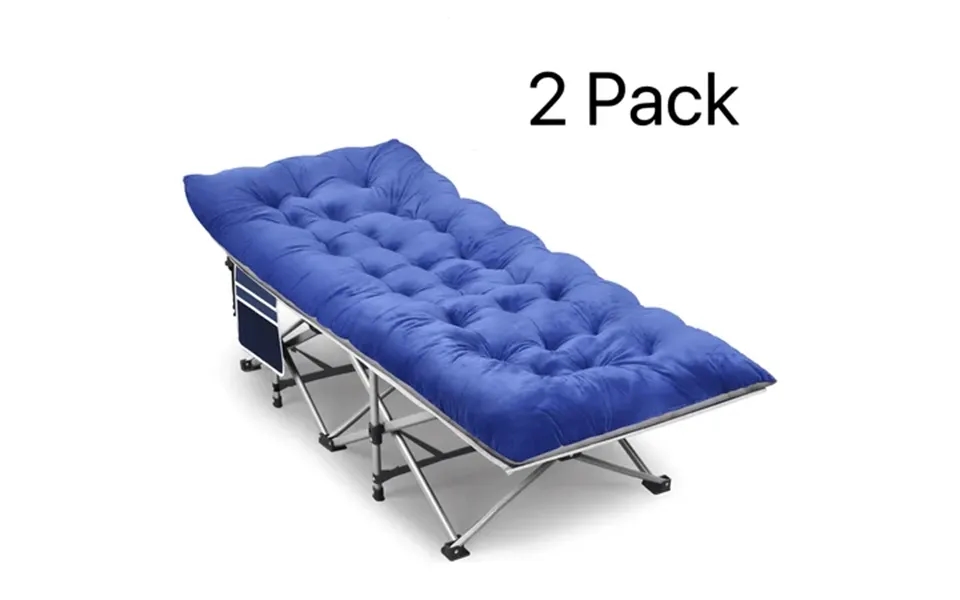 2 Pack Folding Camping Cot For Adults 75 * 28 Portable Guest Bed With 4 Inch Double-sided Velvet Mattress 600lbs Loading