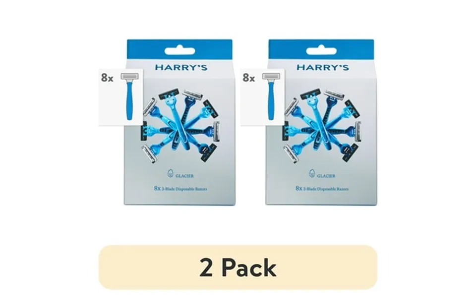 2 Pack Harry S Men S 3-blade Disposable Razors Glacier Blue 8 Count