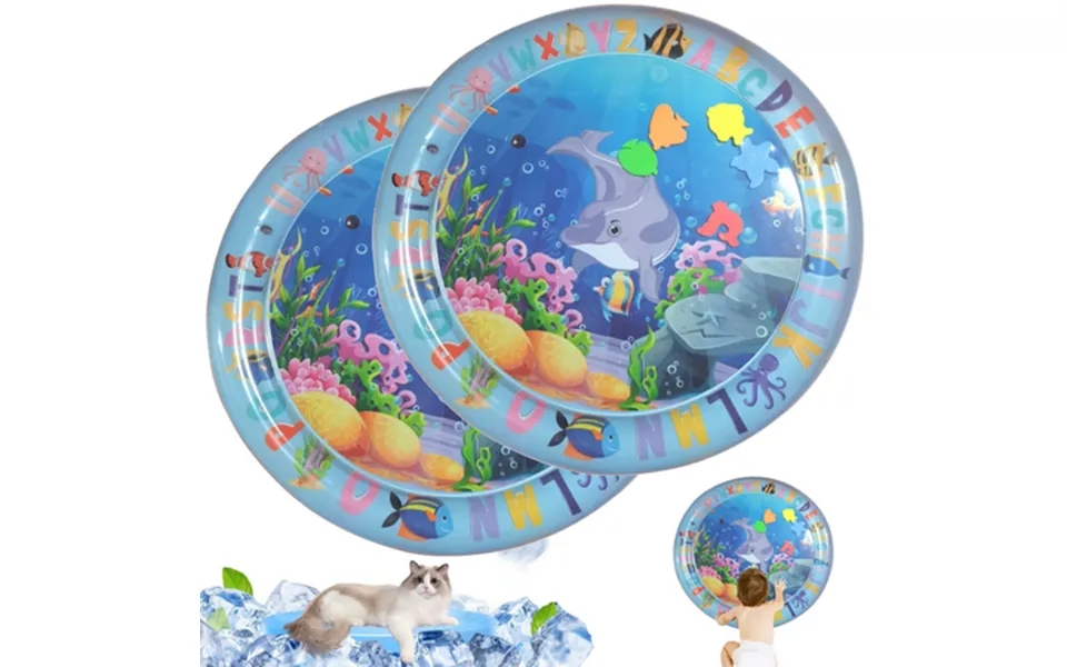 2 Pack Inflatable Playmat Premium Tummy Time Water Mat Portable Round Water Pad Visual Stimulation Gift Water Pads That