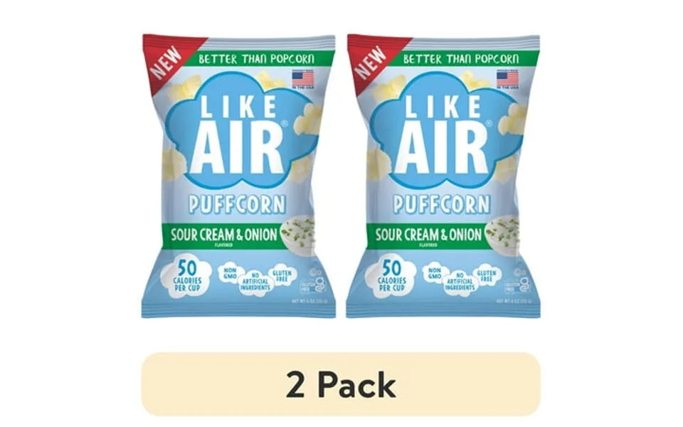 2 Pack Like Air Puffcorn Sour Cream & Onion Flavor 4oz Bag